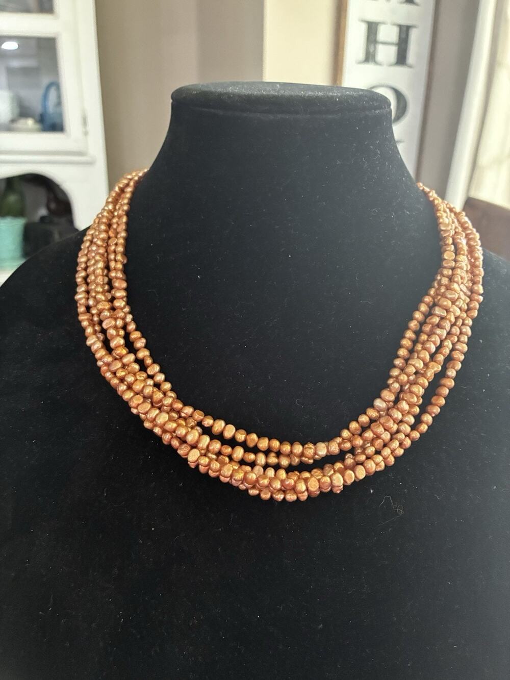Silpada Pearl Sterling Multistrand Necklace Copper Gold Color Pearls
